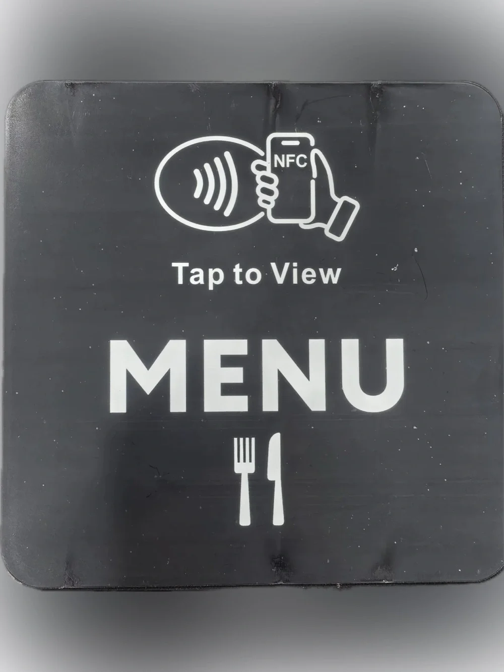 Black NFC Tap-to-View Menu Sign
